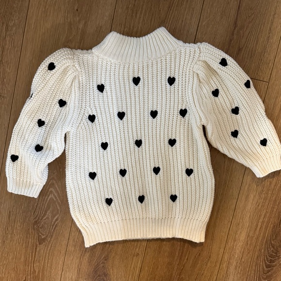 Anthropologie Maeve White Sweater with Black Heart Accents - Picture 2 of 2